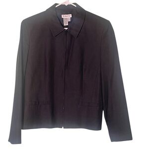Talbots Italian Linen blend fabric made in USA full zipper closure blazer. S-10